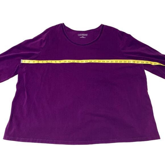 CATHERINES Top 3X 3/4 Sleeves Plum Mesh Accent Suprema Collection 26/28W - Picture 3 of 7